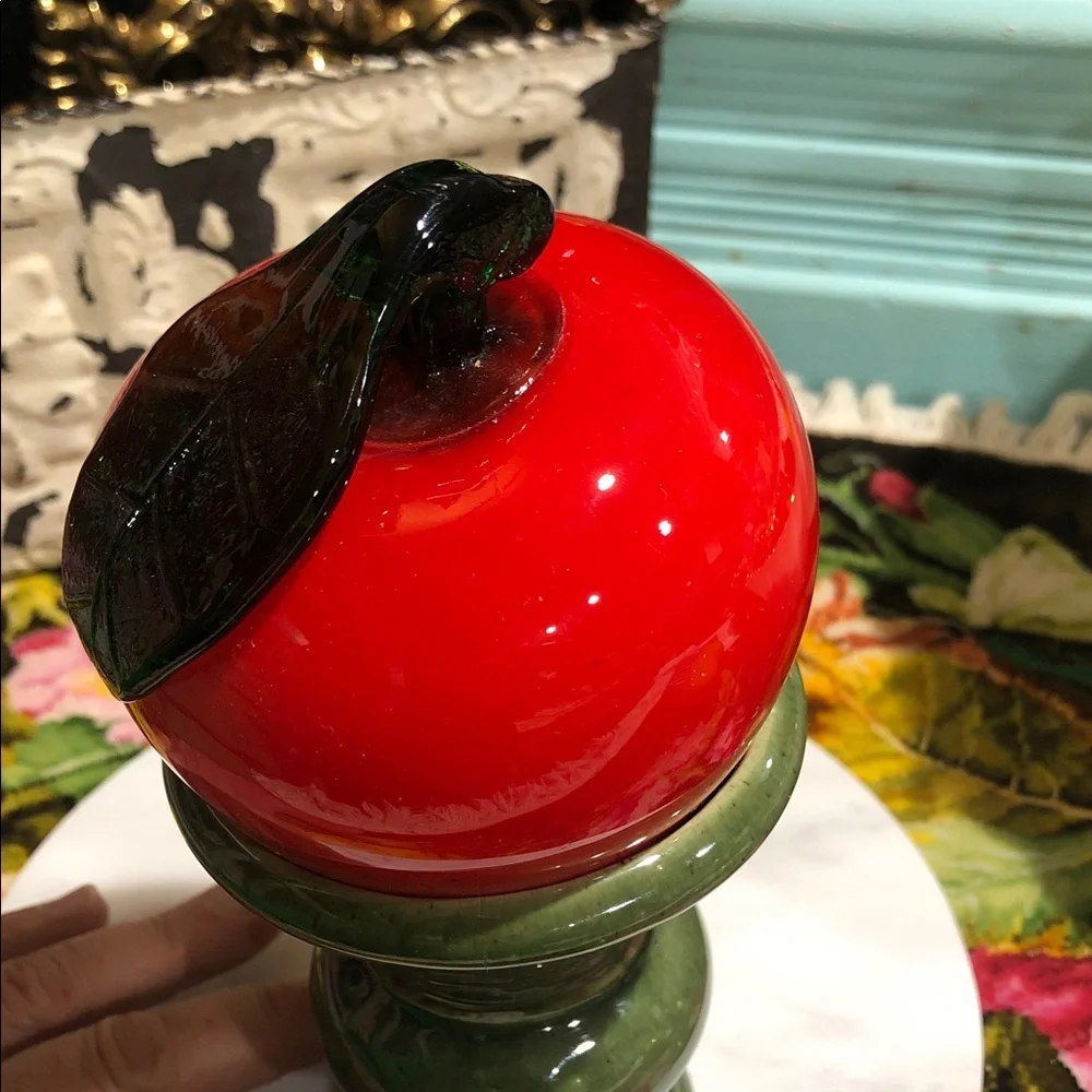 ❤️Vintage Red Glass Apple Decor